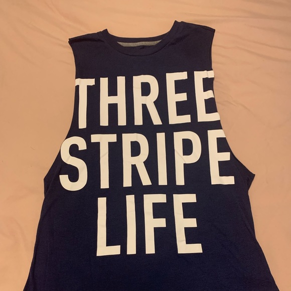 Blue “Three Stripe Life” Adidas Women’s Muscle Tee - Picture 2 of 7